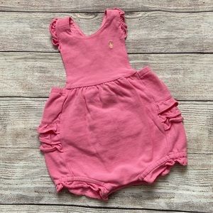 Ralph Lauren Bubble Romper Overalls Girls Size 9 mo Pink